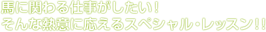 馬に関わる仕事がしたい！そんな熱意に応えるスペシャル・レッスン！！